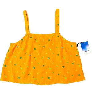 Abound Women's Yellow Asterisk Floral Cami Cropped Tank Top Size Small NWT